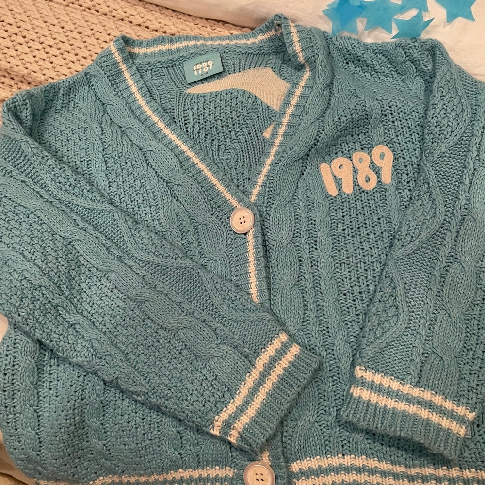 Taylor Swift Light Blue Knit Cardigan